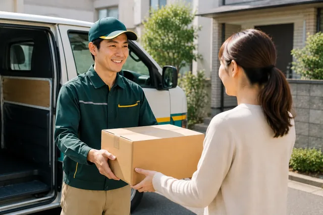 宅配便で荷物を受け渡しする様子