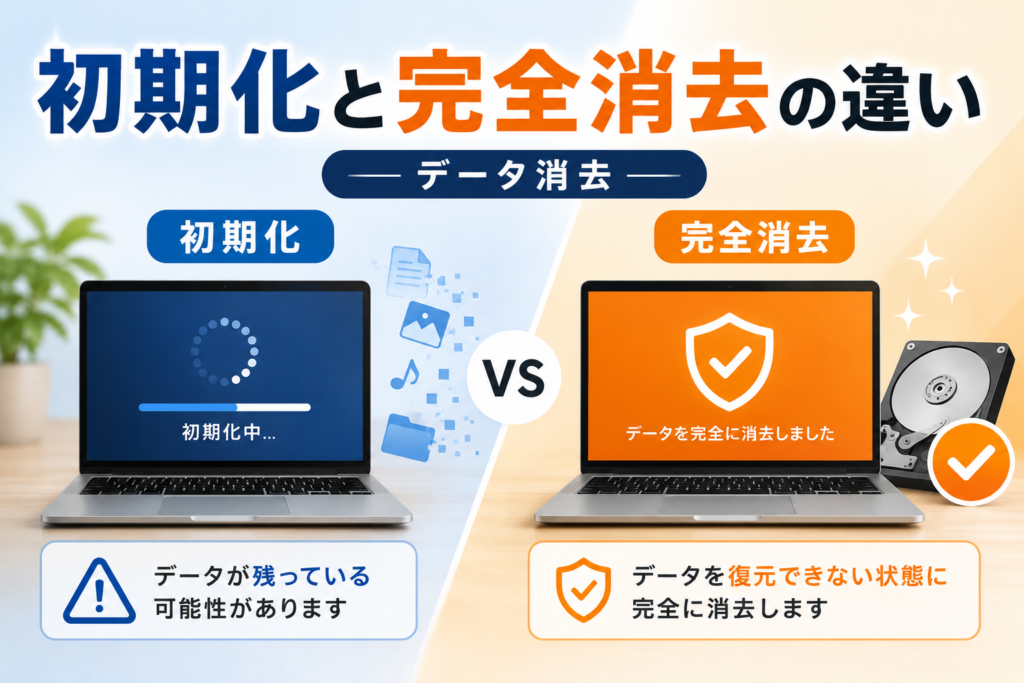 初期化と完全消去の違い（データ消去）